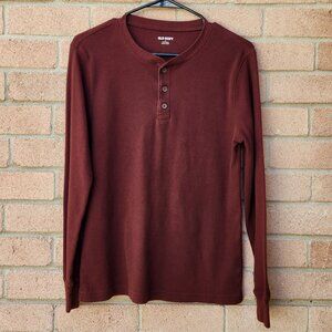 Old Navy Men’s Maroon Henley Thermal Top | Size Small Long Sleeve